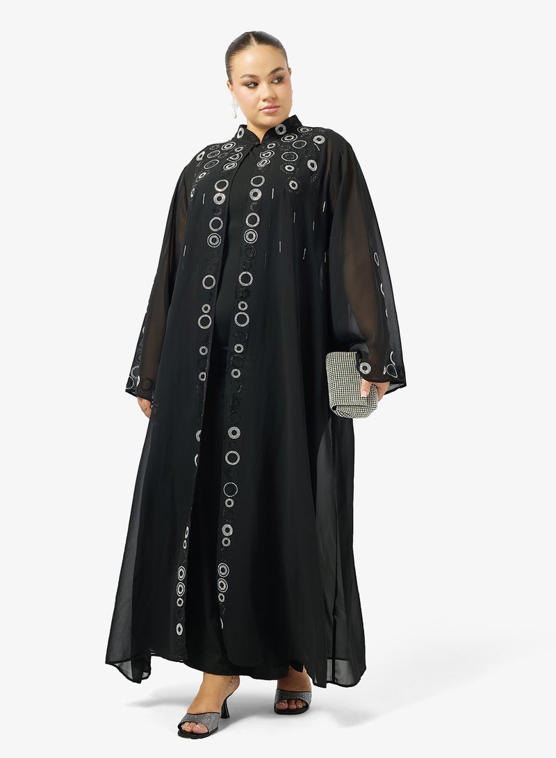 خزانة طقم عباية مقاس كبير بحواف لامعة - Image 4